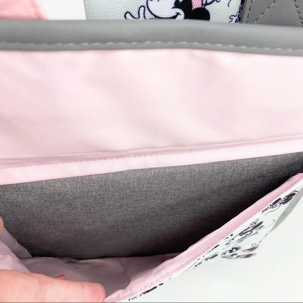 Disney Mickey Mouse 14 Pocket Multi-piece Backpack Diaper Bag Pink Gray NWT